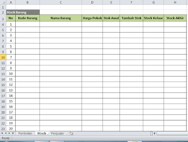 cara membuat aplikasi stok barang dengan excel