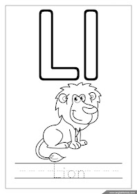 Alphabet coloring page, letter l coloring, l is for lion