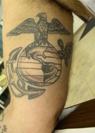Globe eagle navy anchor tattoo.