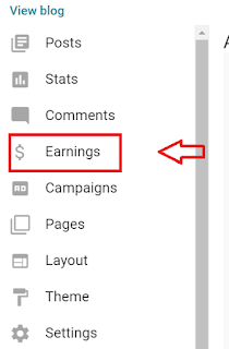 Cara mengembalikan menu earnings atau penghasilan pada blogspot