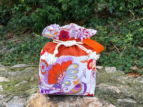 Orange drawstring bag