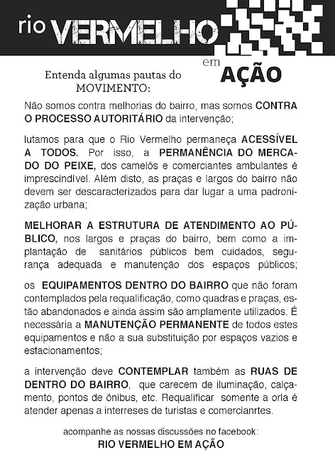 Rio Vermelho em Ação responde  à Carta Aberta da AMARV