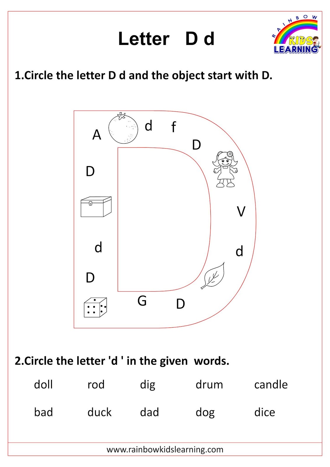 identifying letter d worksheets for preschool preschool worksheet gallery