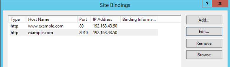 website binding with unique port