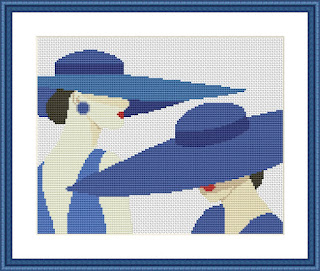 Azure ladies colorful cross stitch pattern