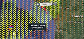 graphic of VOR Leg 8, Lisbon to Lorient, Positions at: 9 June 18:44 UTC