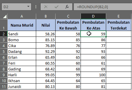 rumus excel roundup