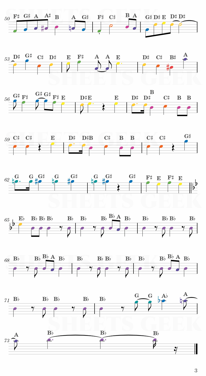 KICK BACK by Kenshi Yonezu (米津 玄師) - Chainsaw Man Opening 1 Easy Sheet Music Free for piano, keyboard, flute, violin, sax, cello page 3