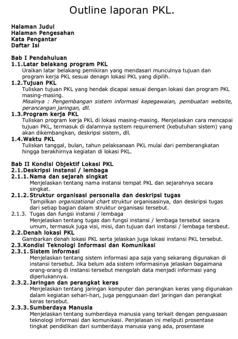 Contoh Daftar Isi Makalah Pkl - Simak Gambar Berikut