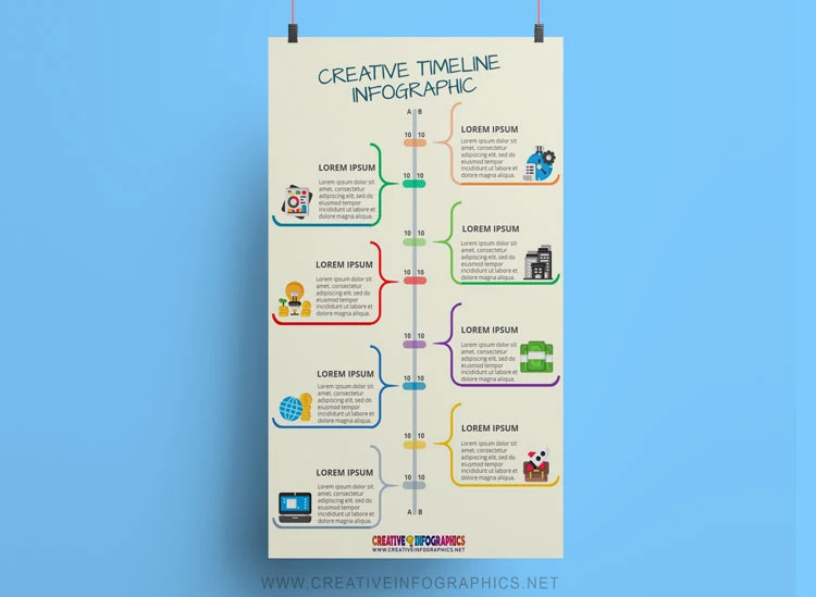 Creative timeline infographic template with vertical design