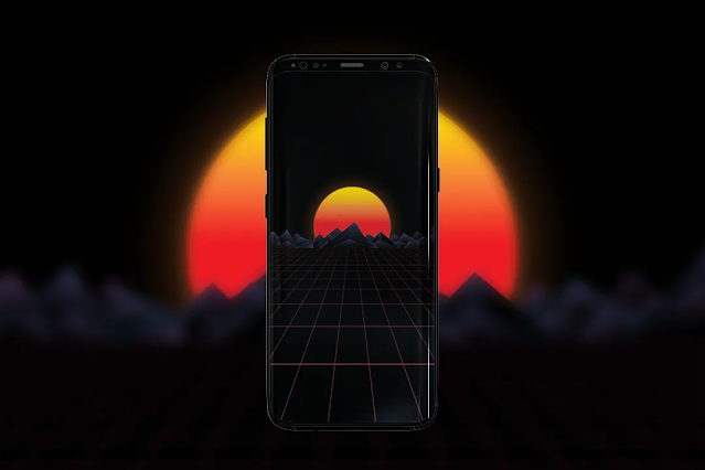 AMOLED Background wallpaper 4K for Phone - Outrun Sunset