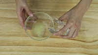 Get your glass of water, then pour it into the lemon juice