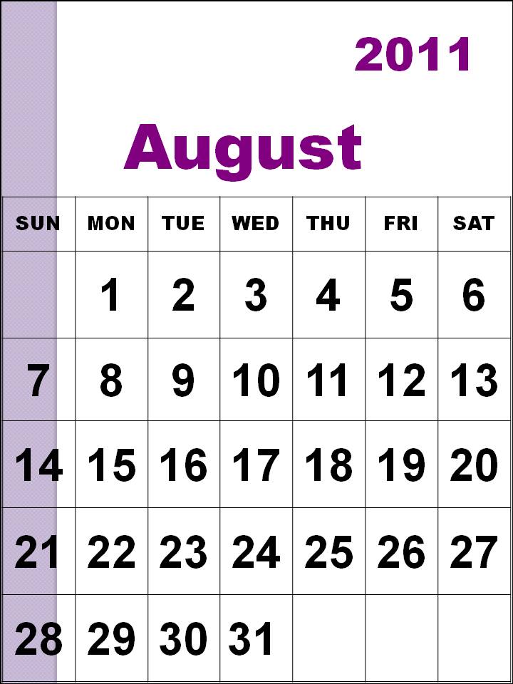 august calendars 2011.august calendar 2011 printable