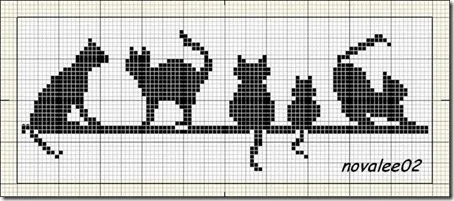 siluetas gatos punto de cruz monocromo  (5)