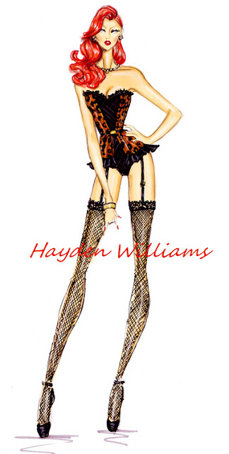 hayden williams fashion illustrator leopard print corset fashion sketch drawings 