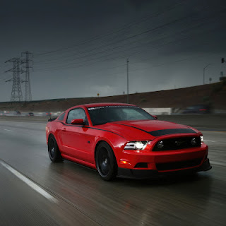 Ford Mustang wallpaper, Red, Car, Highway, iPad, 4K