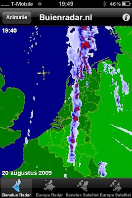 Schermafbeelding buienradar.nl 20 augustus 2009