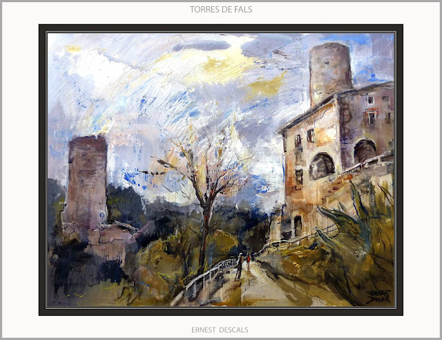 TORRES DE FALS-PINTURA-CASTELL-PAISATGES-FALS-FONOLLOSA-BAGES-CASTILLO-CATALUNYA-QUADRES-ARTISTA-PINTOR-ERNEST DESCALS-