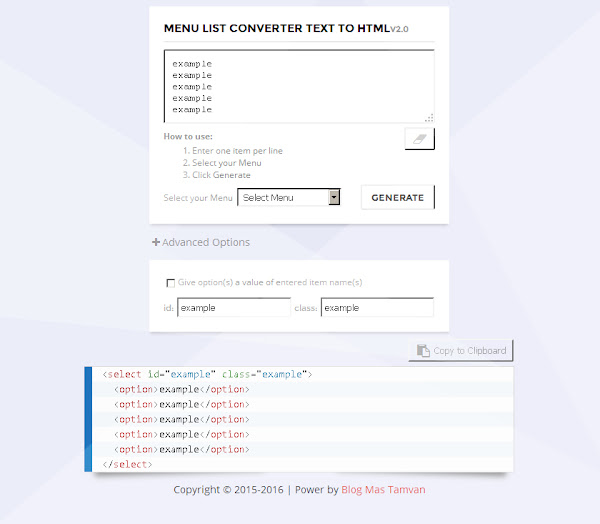 Menu List Converter Text To HTML