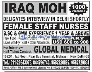 Iraq MOH - Large Vacancies For Nurses