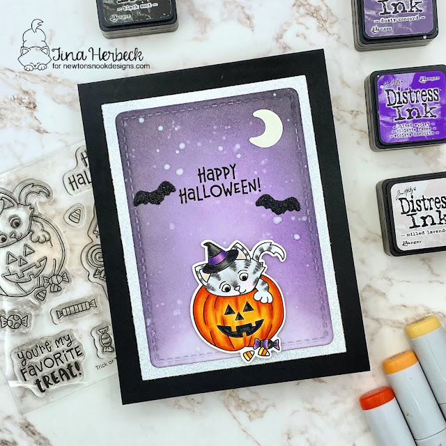 Happy Halloween Kitten Card by Tina Herbeck | Trick or Treat Kittens Stamp Set and Brooms & Boos Stamp Set by Newton's Nook Designs #newtonsnook