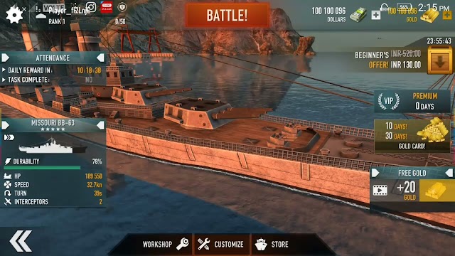Battle of warship hack/mod apk v1.35 unlimited money.