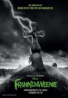 Poster castellano de Frankenweenie, película dirigida por Tim Burton.