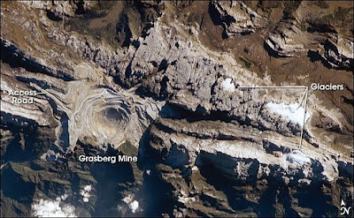 Astronaut photo of the Grasberg Mine