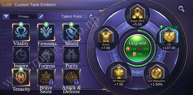 Mobile Legends Custom Tank Emblem Details