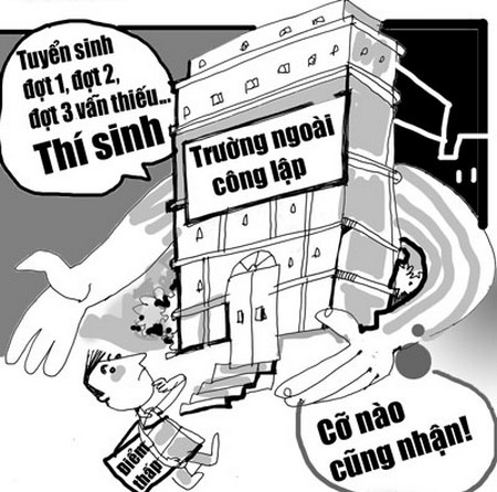 Biếm họa thu hút sinh viên của trường ngoài công lập