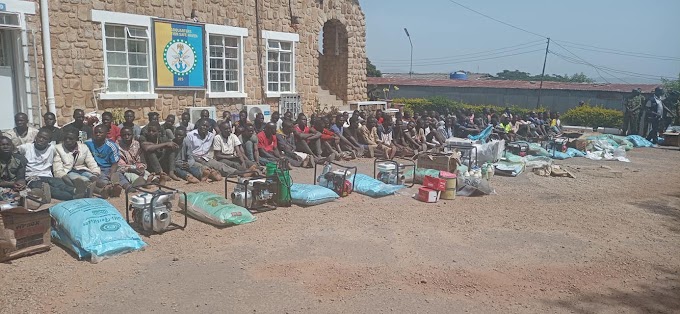 Police parade suspects who broke into govt Silos in Jos and looted fertilizers, chemicals, other items