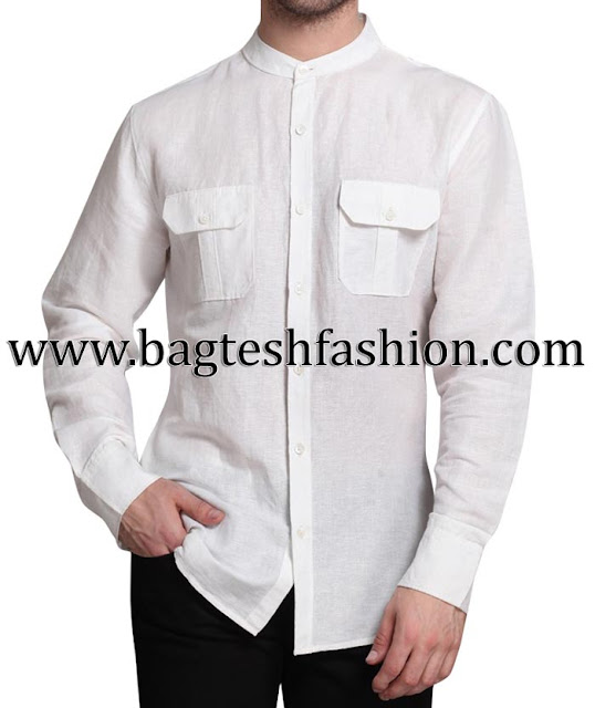 Mens Full Sleeve White Cotton Nehru Shirt