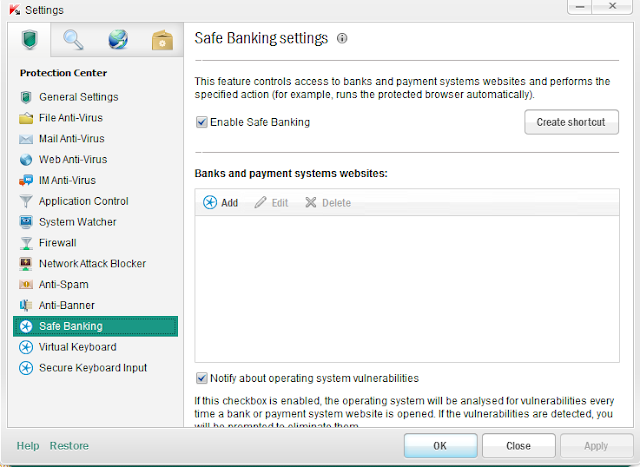 Kaspersky Internet Security 2013 - Safe Banking