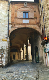 Streets under the Cathedral arches of Narni, Umbria, Italy along the ancient Roman Road the Via Flaminia from Rome to Rimini