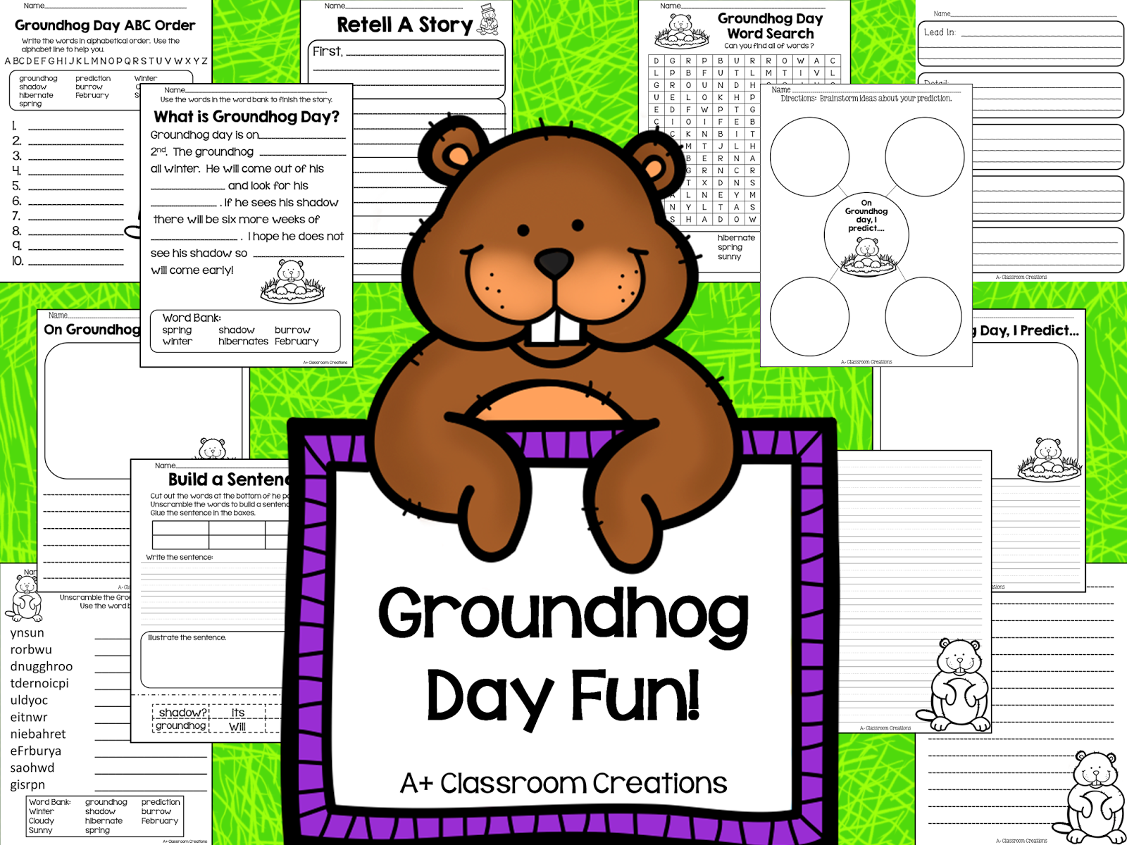 http://www.teacherspayteachers.com/Product/Groundhog-Day-Fun-1074171