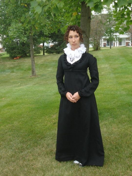1812 Black Wool Gauze Mourning Dress