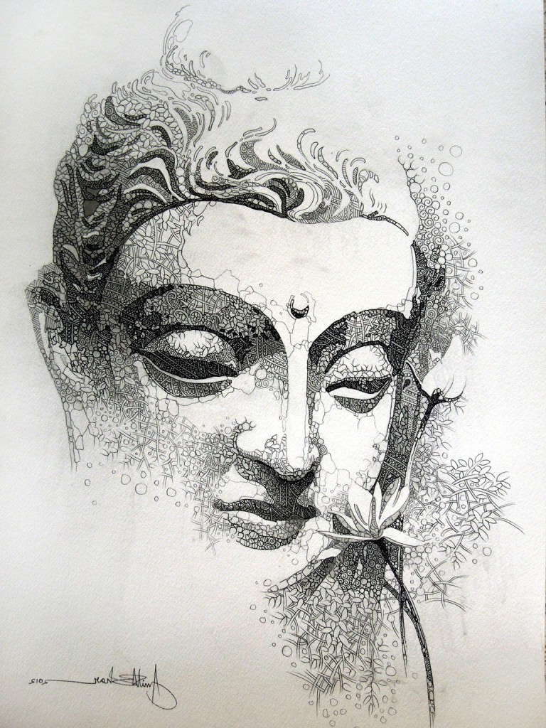 Buddha Pencil Drawing