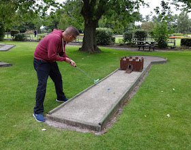 Playing Crazy Golf at Lowther Gardens in Lytham