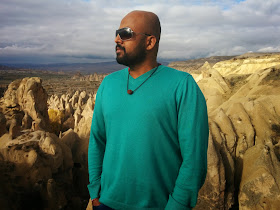 With the Cappadocia landscape in the background