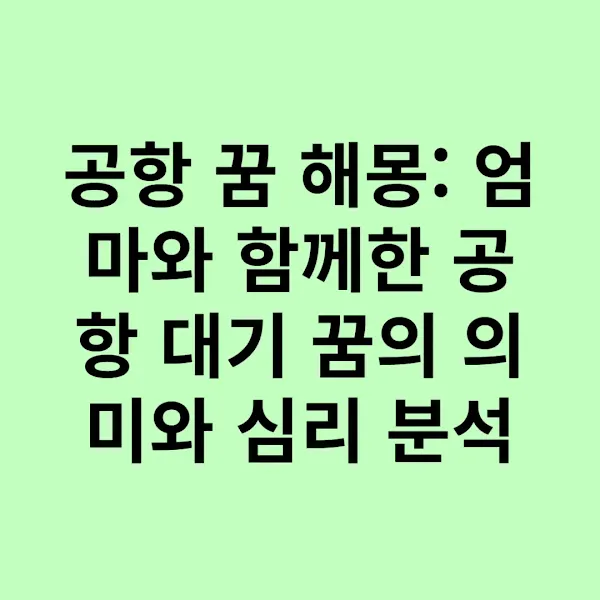 공항 꿈 해몽: 엄마와 함께한 공항 대기 꿈의 의미와 심리 분석