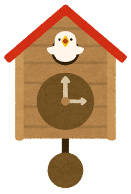鳩時計のイラスト（鳩が出た状態）