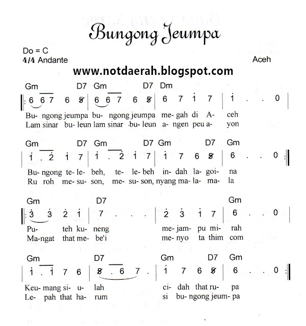 Not Angk Lagu Bungong Jeumpa