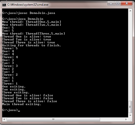 Using isAlive() and join()  in java Programming