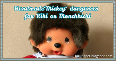 kiki monchhichi mickey salopette handmade vêtement clothes fait main poupée