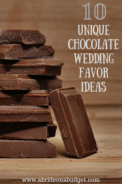 CHOCOHOLICS! Check out this post of ten unique chocolate favor ideas from www.abrideonabudget.com.