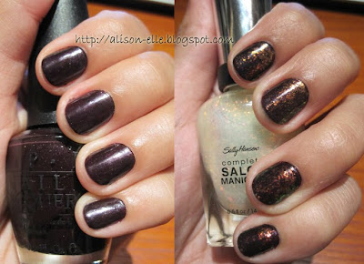 OPI Lincoln Park at Midnight topped with Sally Hansen Hidden Treasure