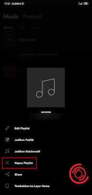 2. Nantinya akan muncul banyak pilihan, silakan kalian pilih Hapus Playlist