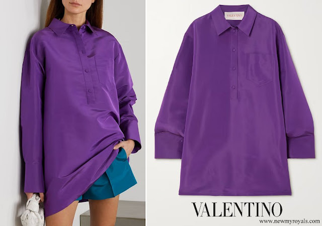 Grand Duchess Maria Teresa wore VALENTINO Purple Oversized Silk-faille Shirt
