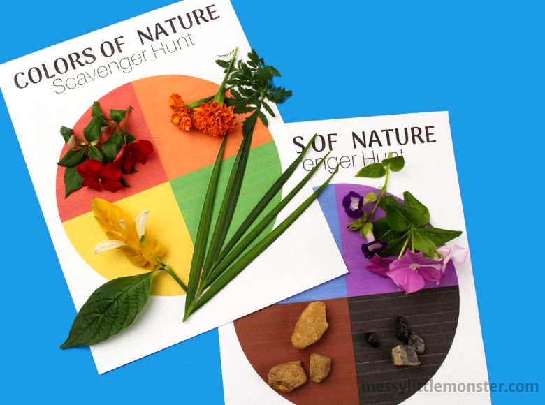 color nature scavenger hunt spring activity for kids