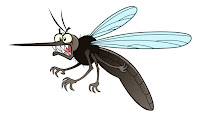 A cartoon mosquito screaming in fear.